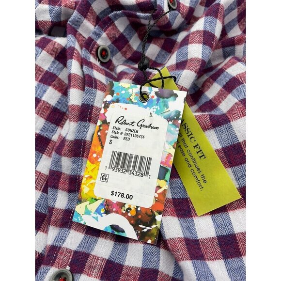 Robert Graham Gunzer Classic Fit Check Button-Down Shirt NWT Brushed Cotton Sm - Picture 8 of 10